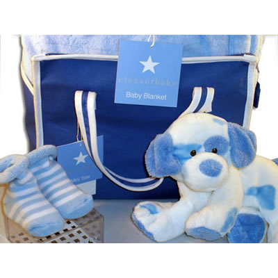Blue Puppy and Bootie Basket