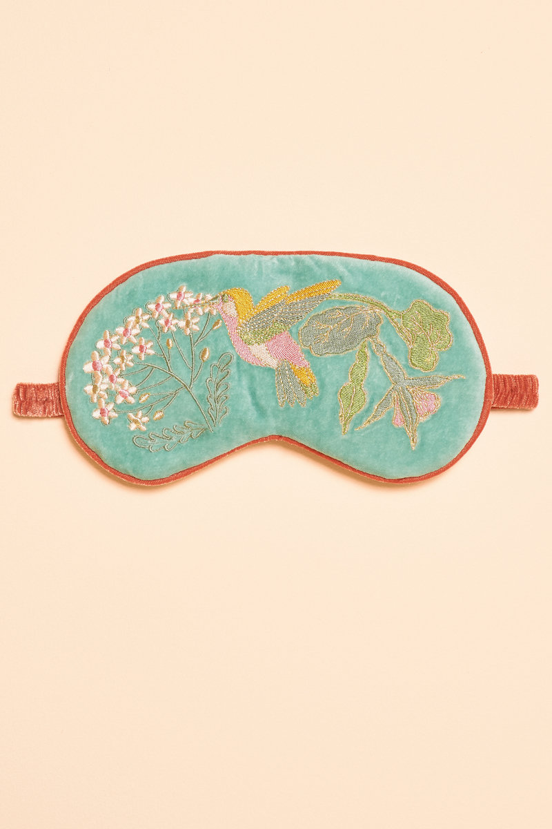 Lavender Velvet Eye Mask - Hummingbird