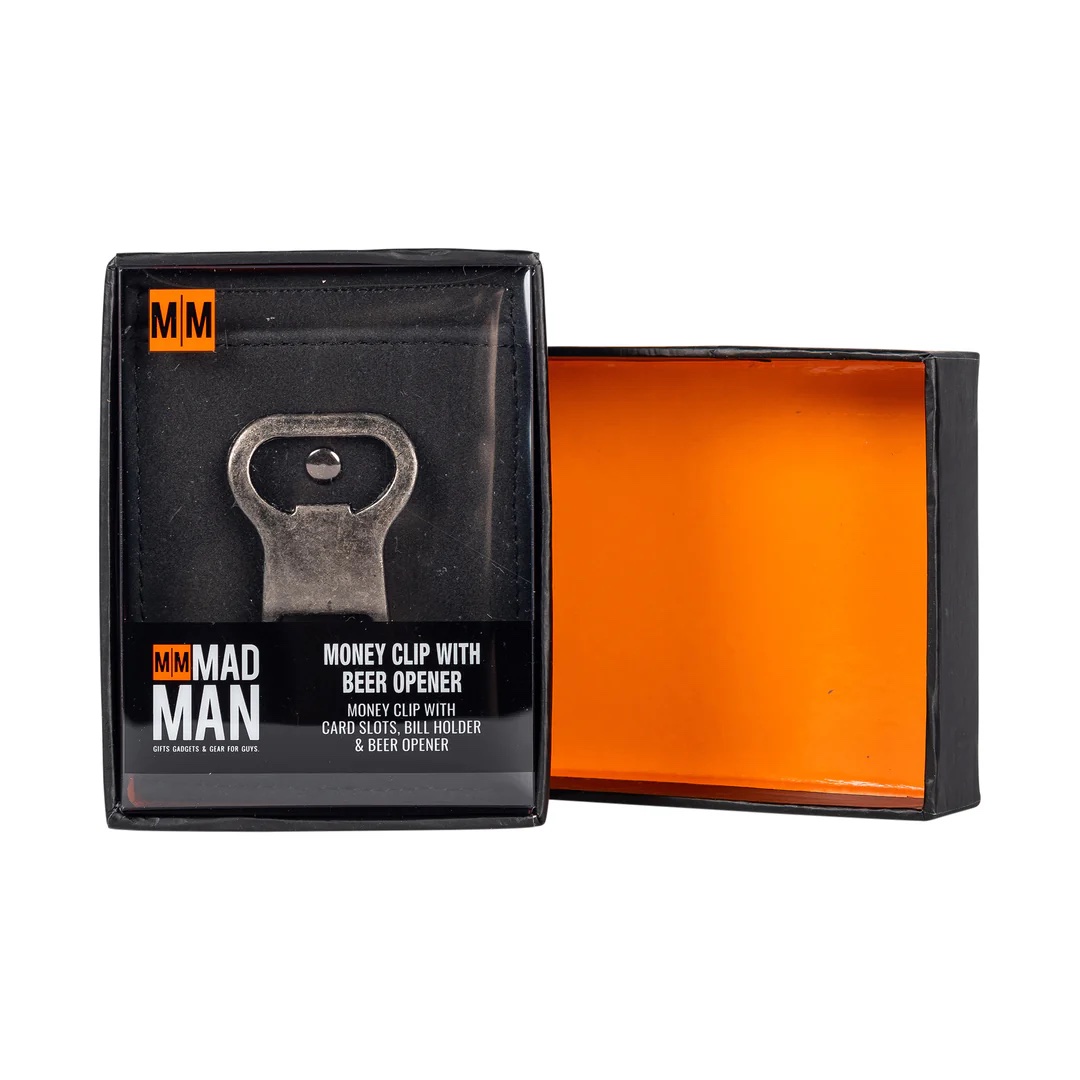 Mad Man Leather Money Clip With Bottle Opener