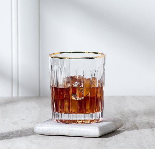 Ribbed Tumbler with Gold Rim