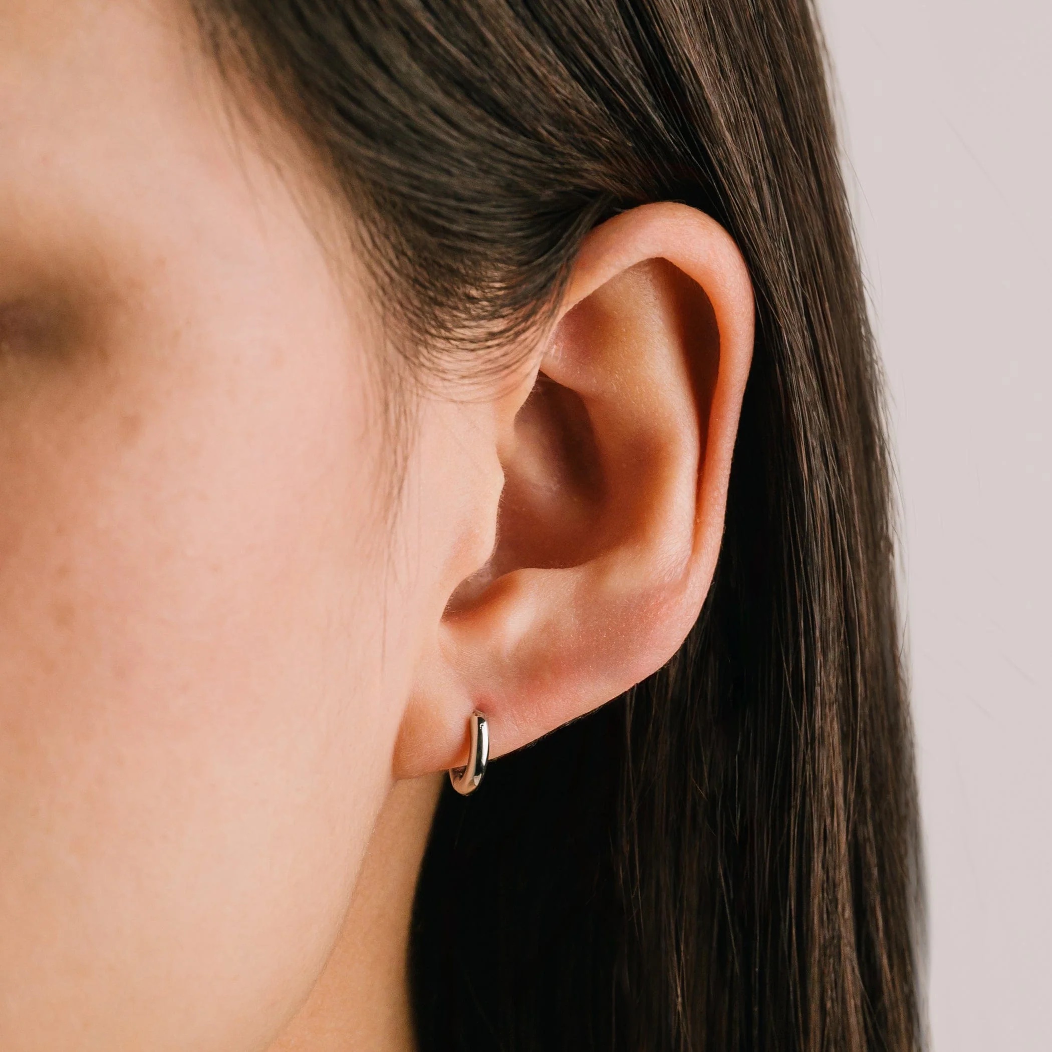 Silver Tube Hoop Earrings