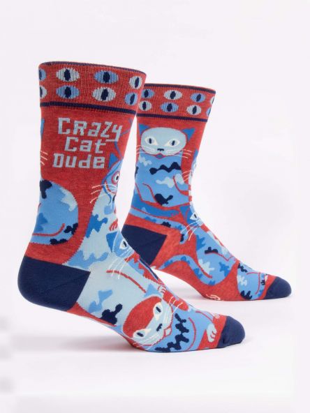 Blue Q Crazy Cat Dude Socks