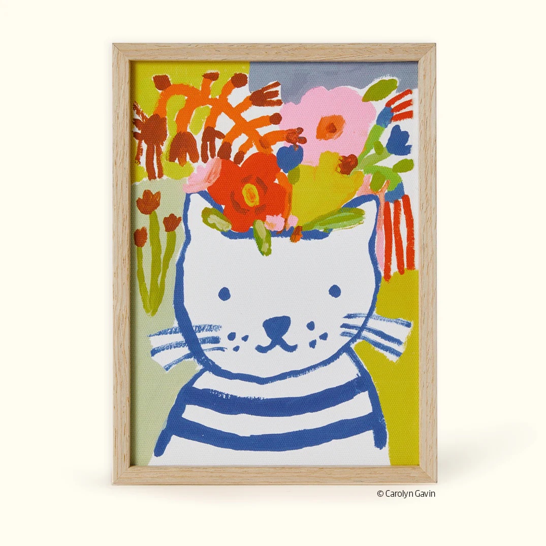 Blue Cat Framed Canvas Art