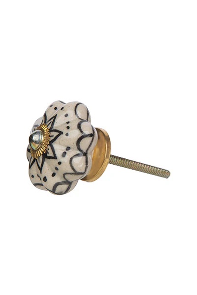 Cream and Black Furniture Knob