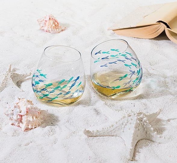 Cut Fish Stemless Wine Glass
