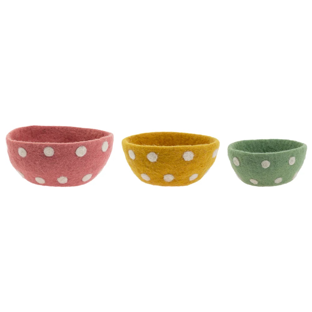 Dotted Felted Bowl Set