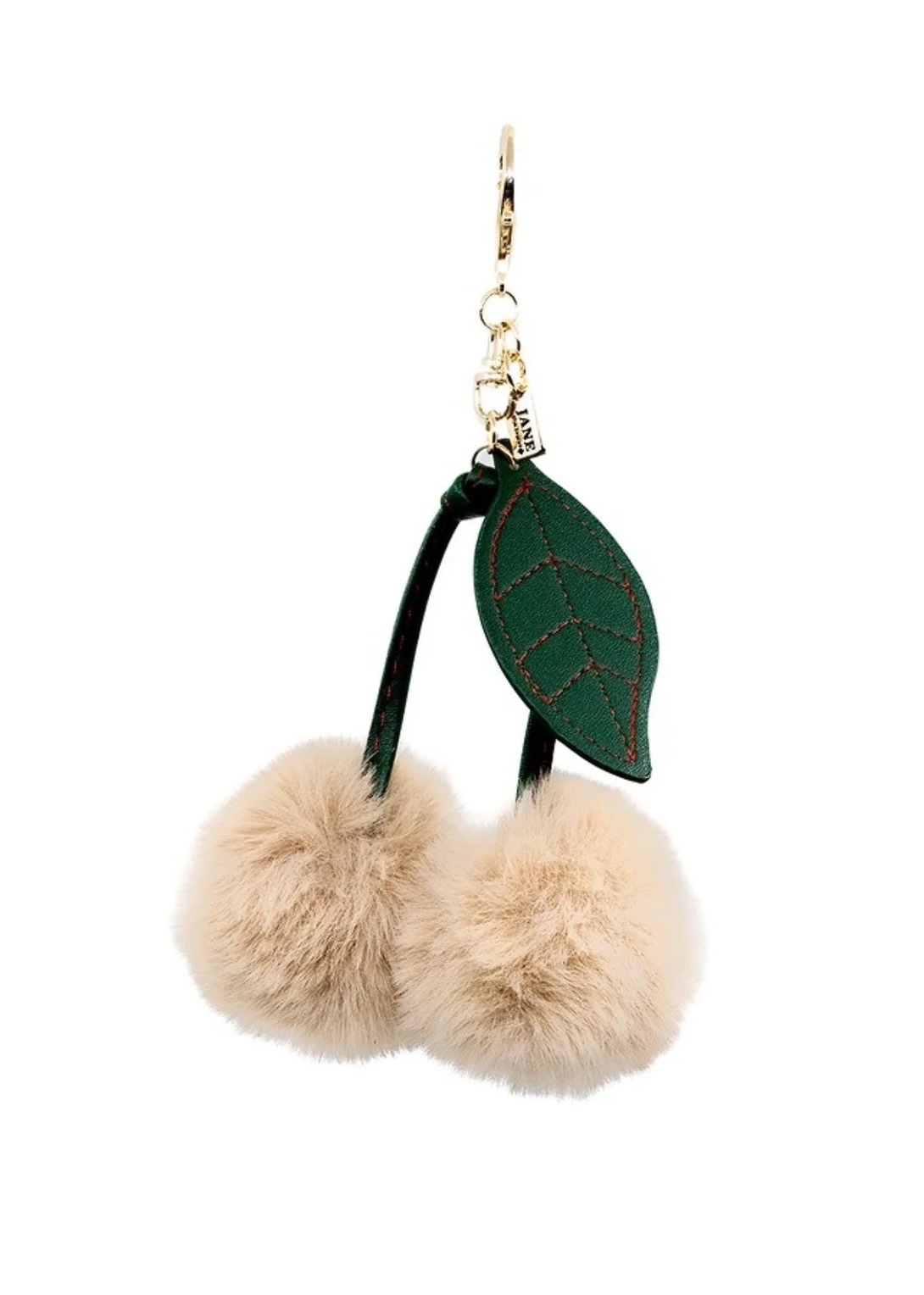 Faux Fur Pom Cherry Charm in Cream