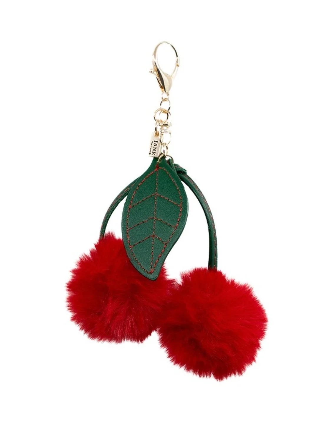 Faux Fur Pom Cherry Charm in Red