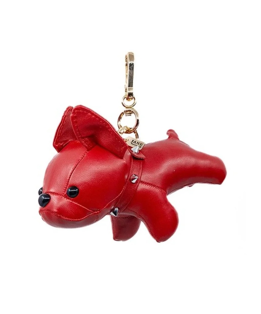 Faux Leather Bulldog Charm in Red