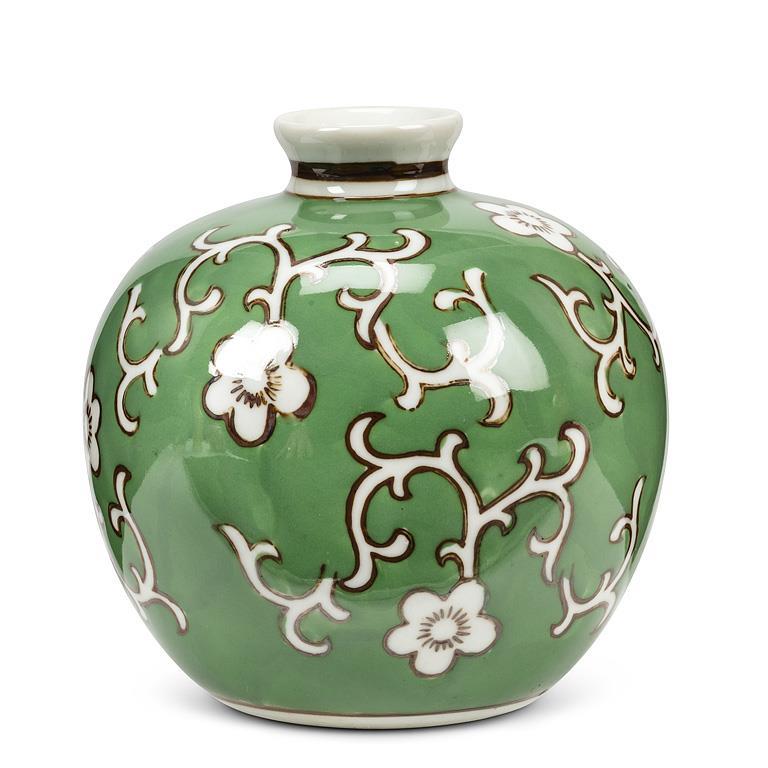 Floral Ball Vase Green