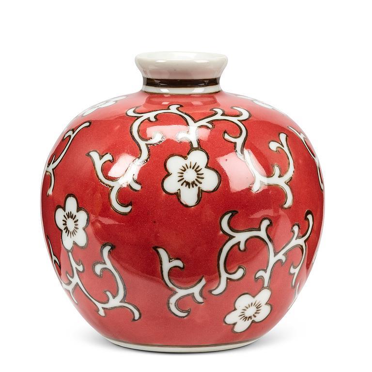 Floral Ball Vase Red