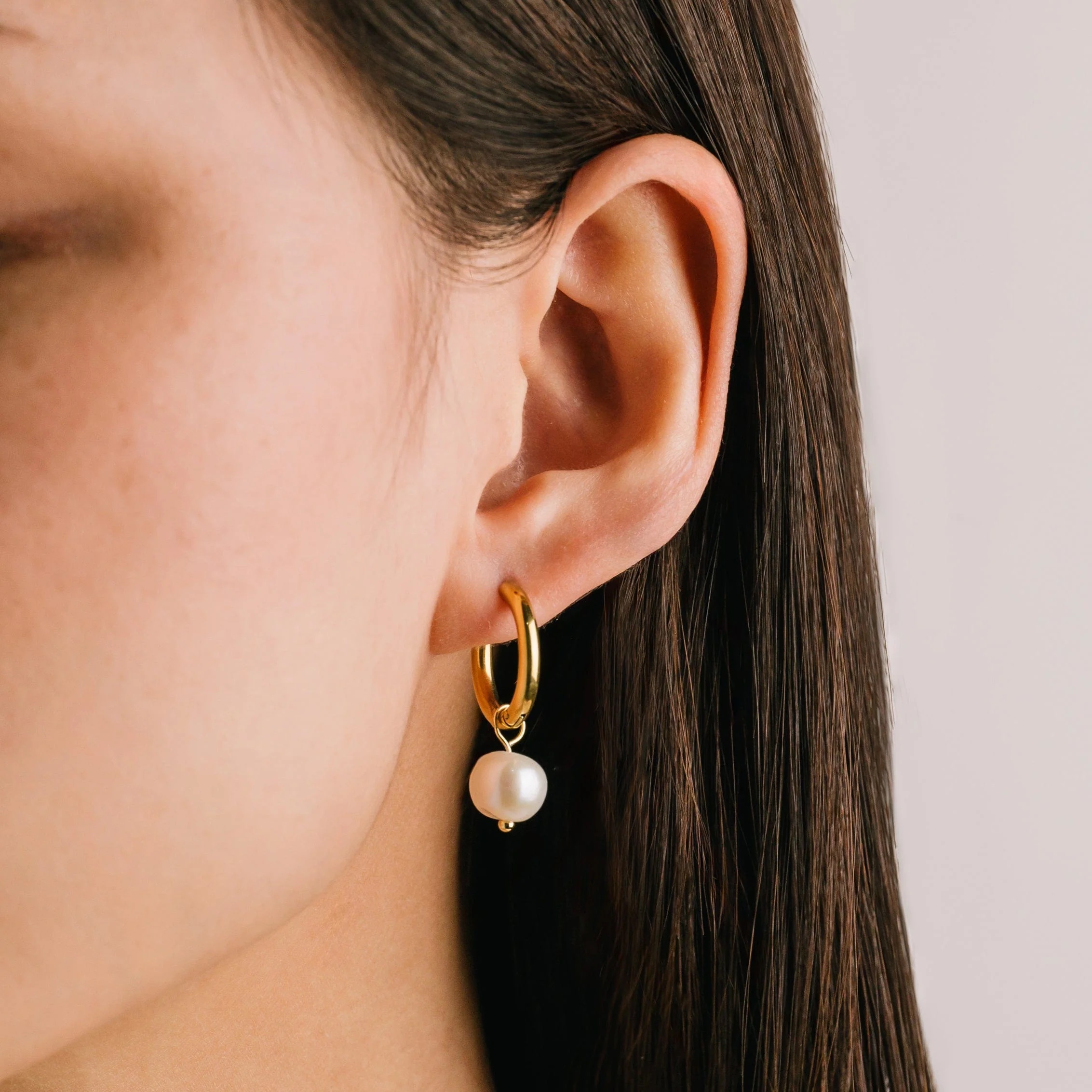 Oceane Pearl Hoop Earrings