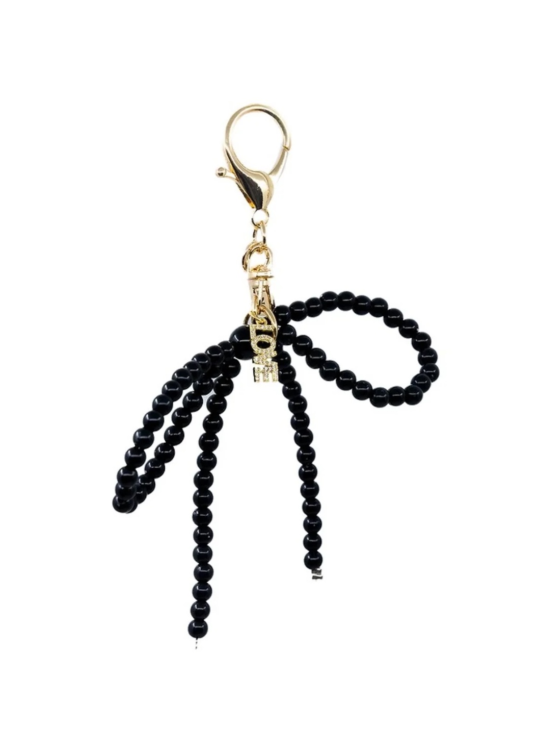 Pearl Bow Single Strand Charm in Black