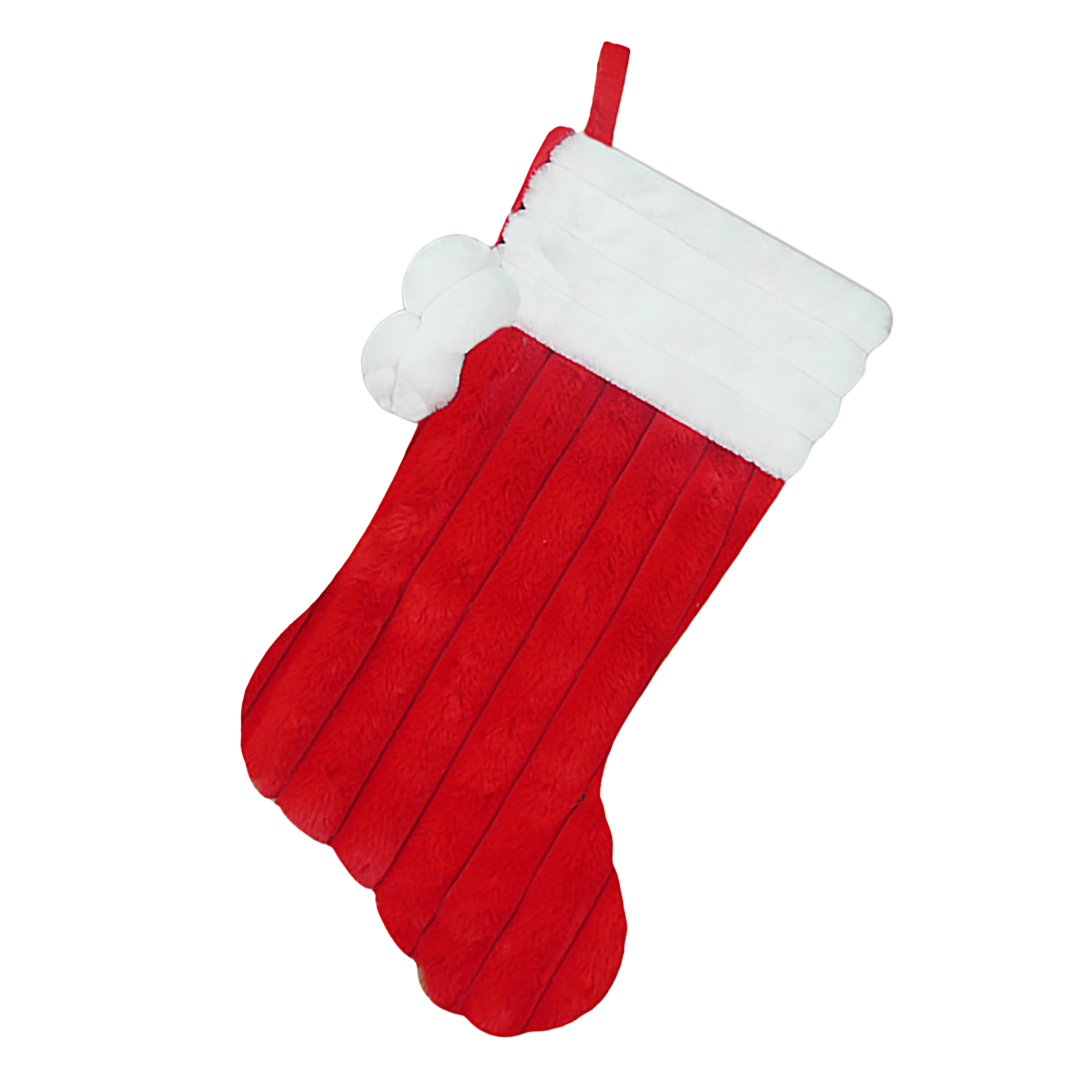 Red Stocking with Pom Poms