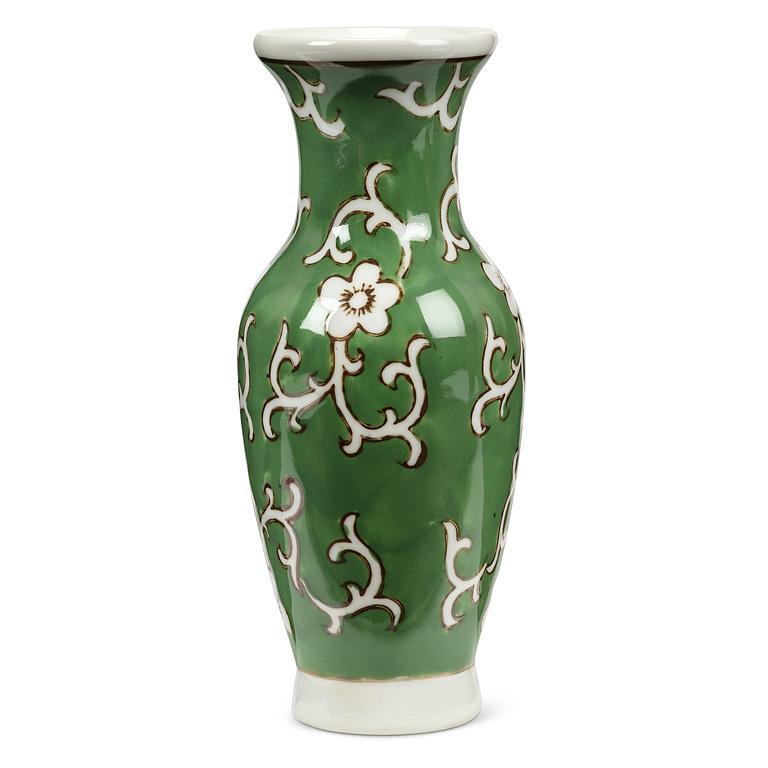 Slender Floral Vase Green